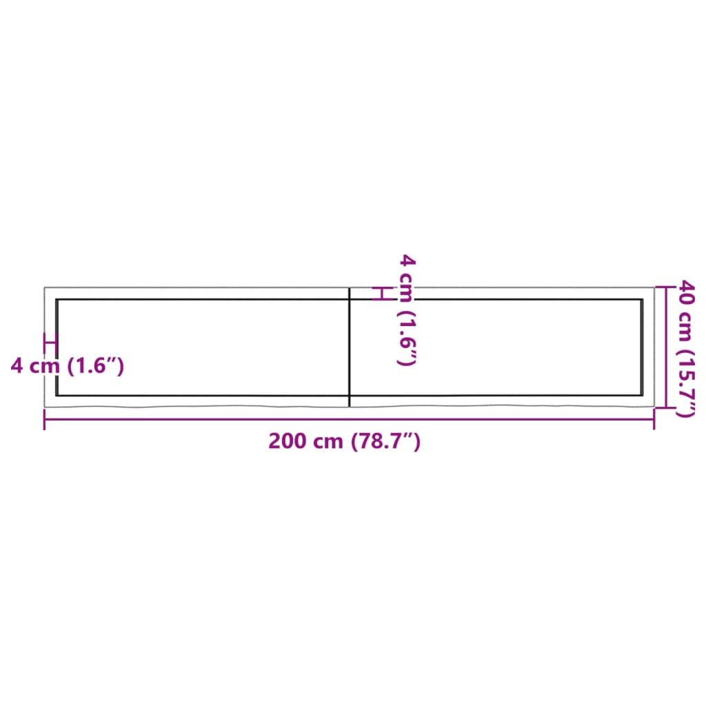 Estante pared madera roble tratada marrón claro 200x40x(2-4) cm vidaXL