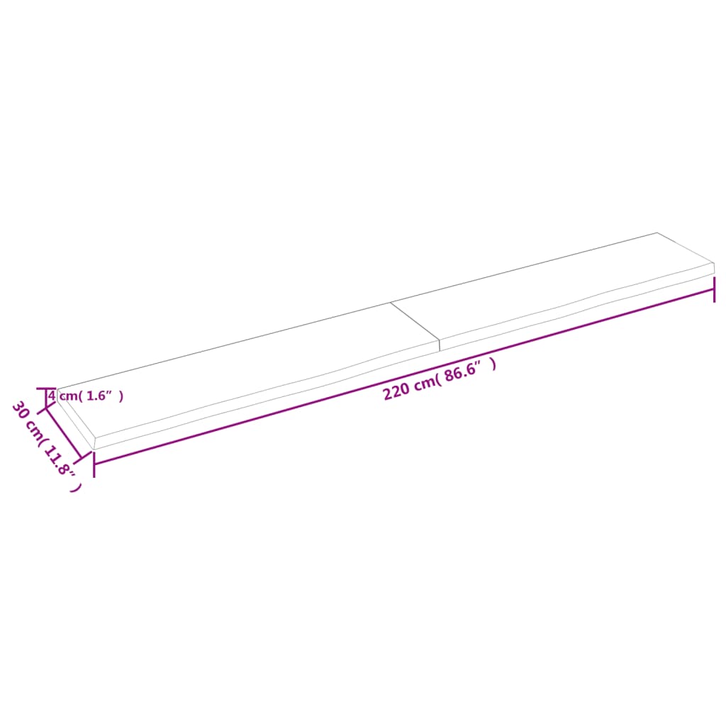 Estante pared madera roble tratada marrón claro 220x30x(2-4) cm vidaXL