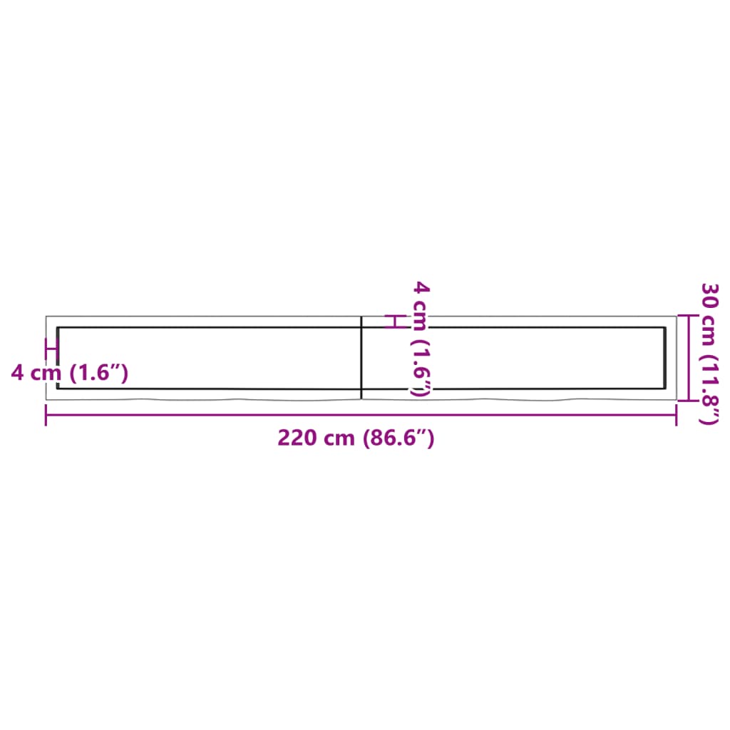 Estante pared madera roble tratada marrón claro 220x30x(2-4) cm vidaXL