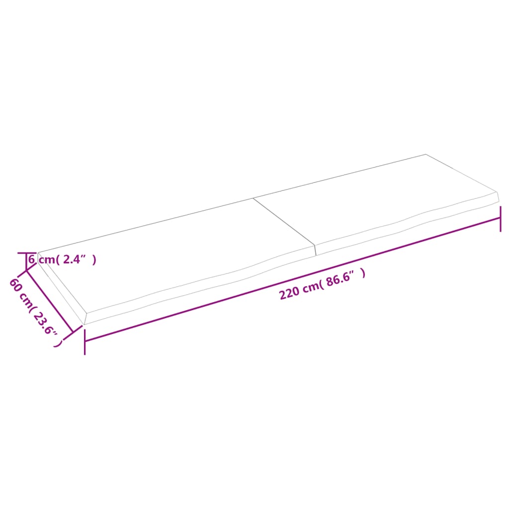 Estante pared madera roble tratada marrón claro 220x60x(2-6) cm vidaXL