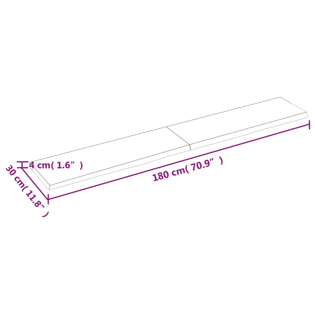 Estante pared madera roble tratada marrón oscuro 180x30x(2-4)cm vidaXL