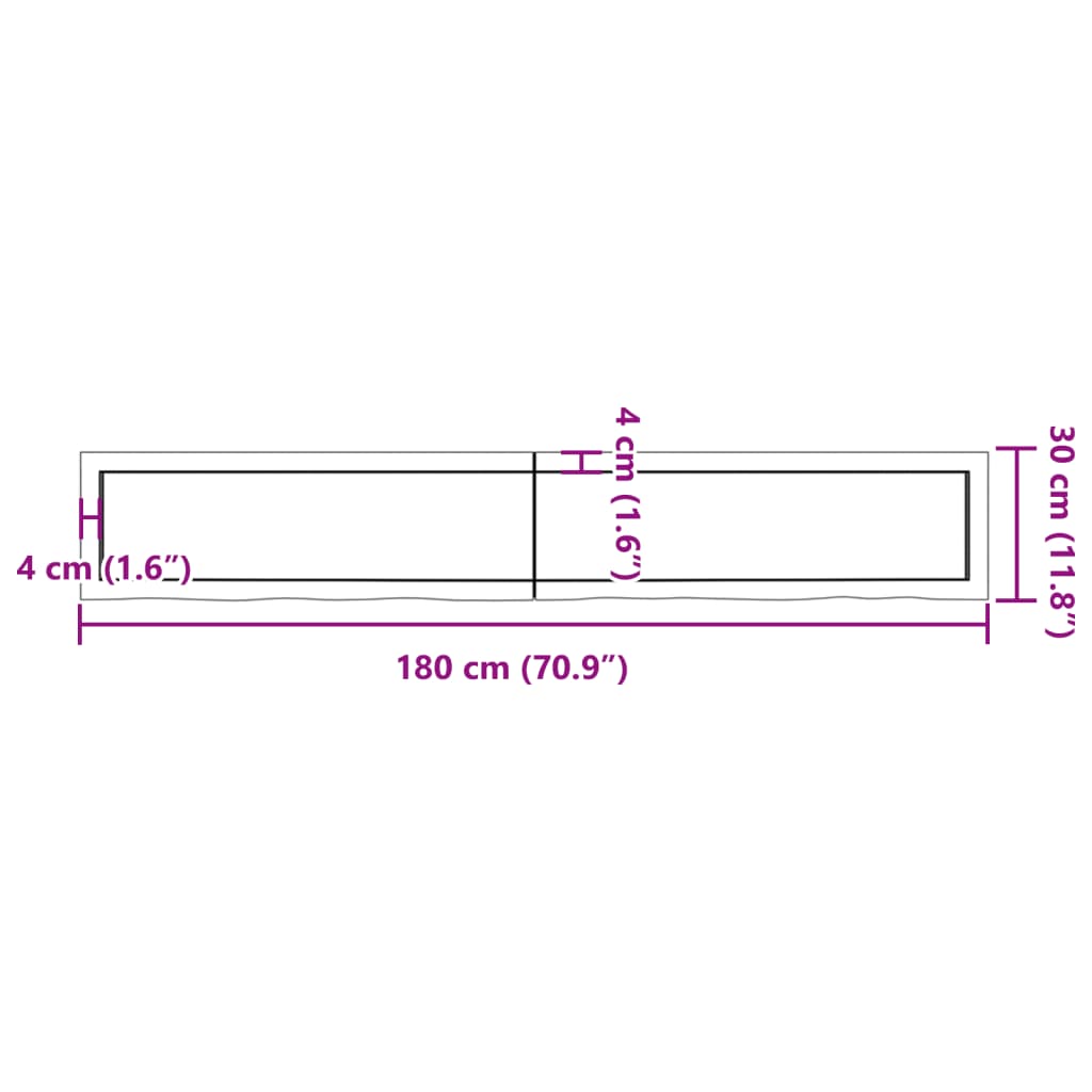 Estante pared madera roble tratada marrón oscuro 180x30x(2-4)cm vidaXL