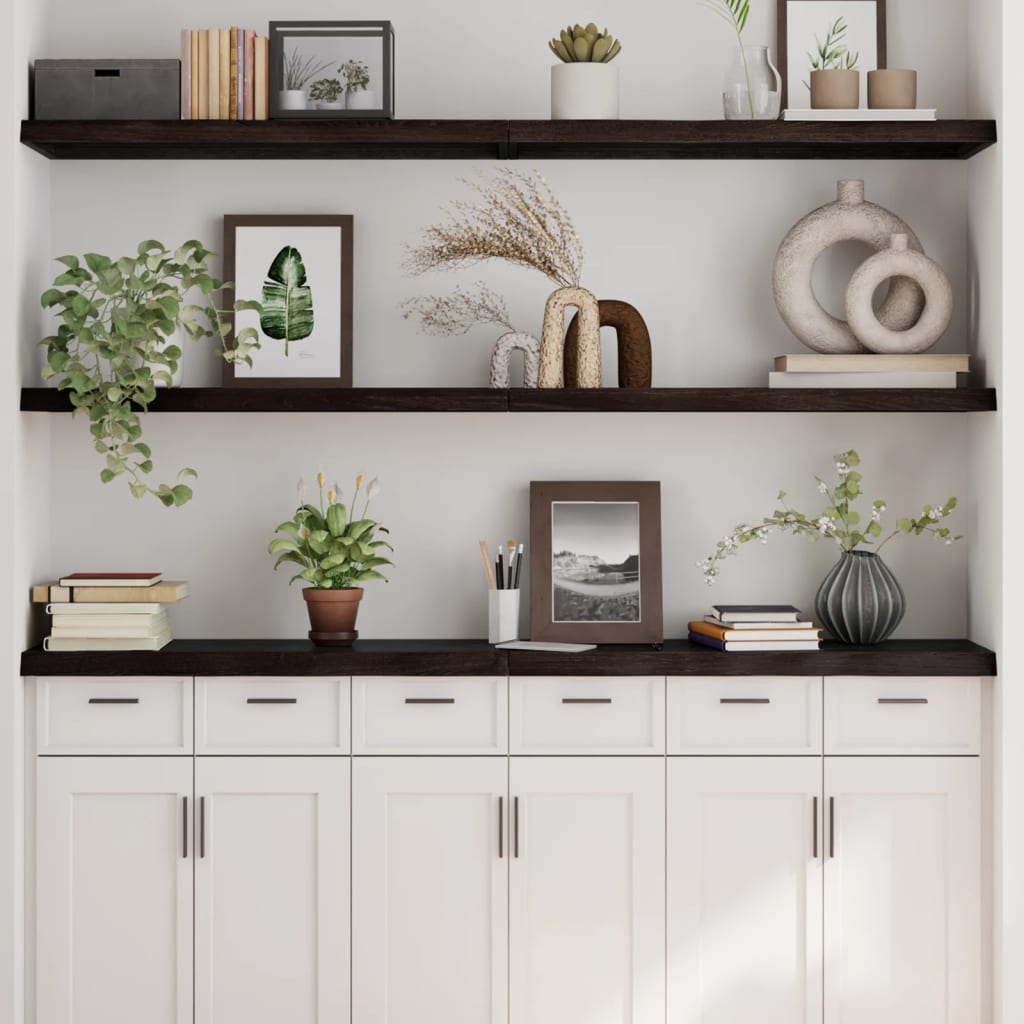 Prateleira de parede em madeira de carvalho tratada marrom escuro 180x30x(2-4)cm v5578 Vetonek