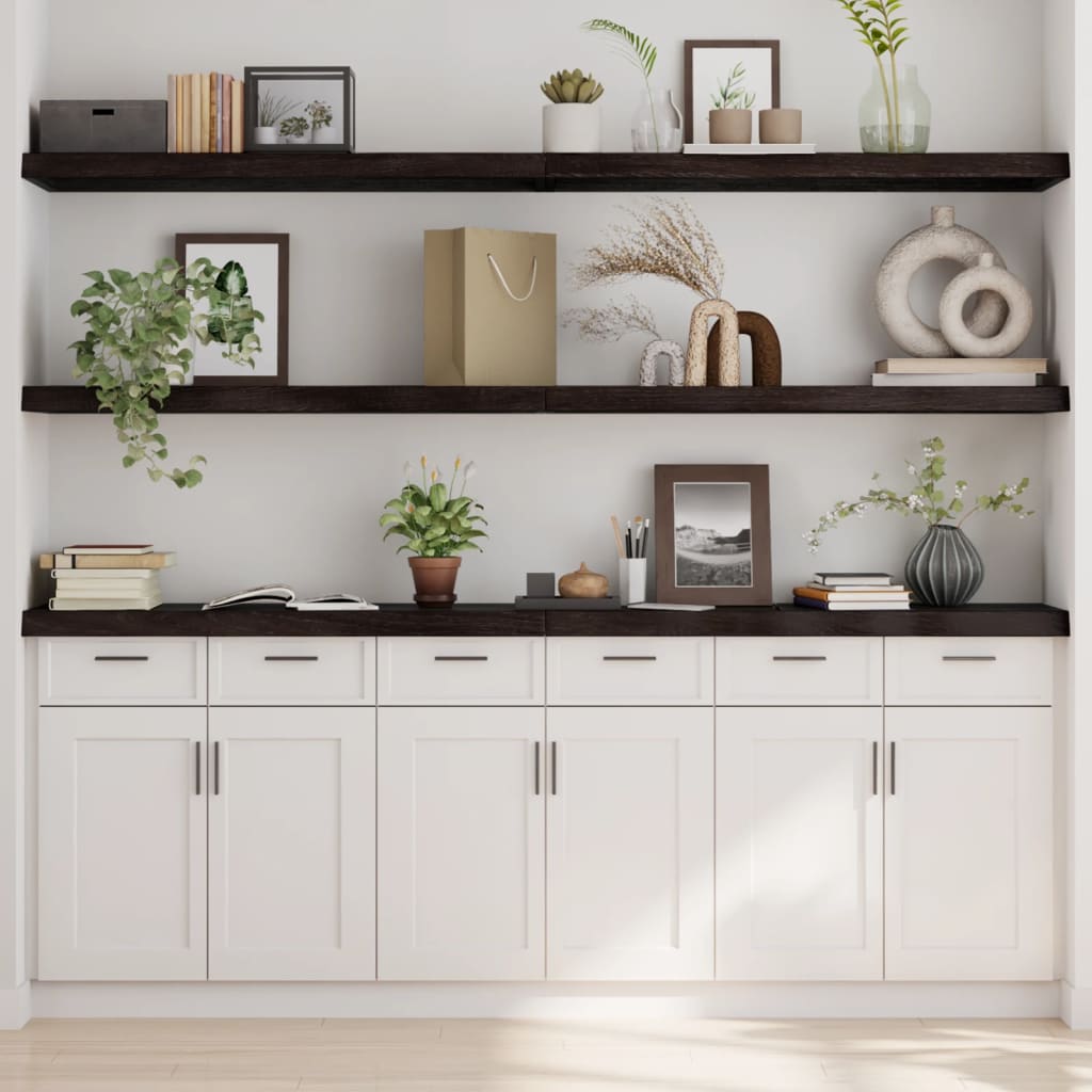 Prateleira de parede em madeira de carvalho tratada marrom escuro 220x30x(2-6)cm v5745 Vetonek