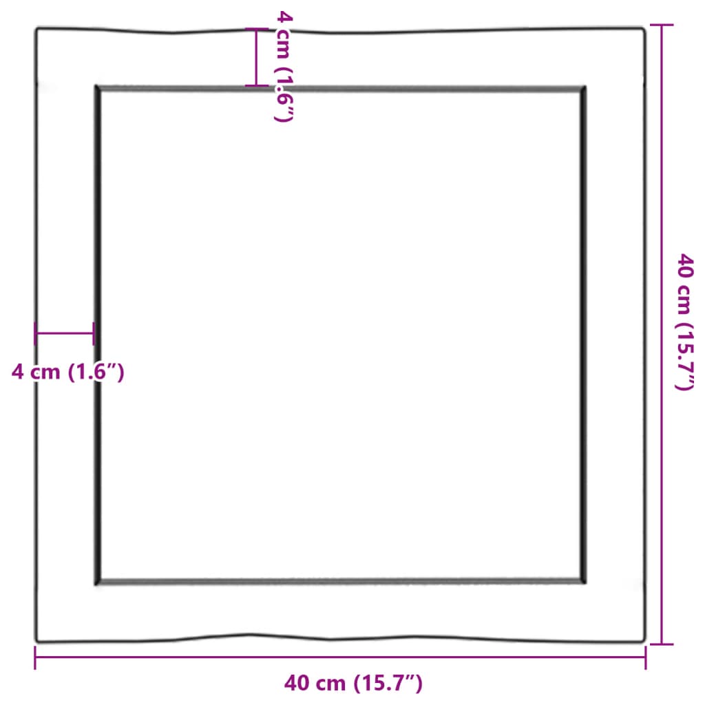 Tablero de mesa madera maciza borde natural 40x40x(2-6) cm