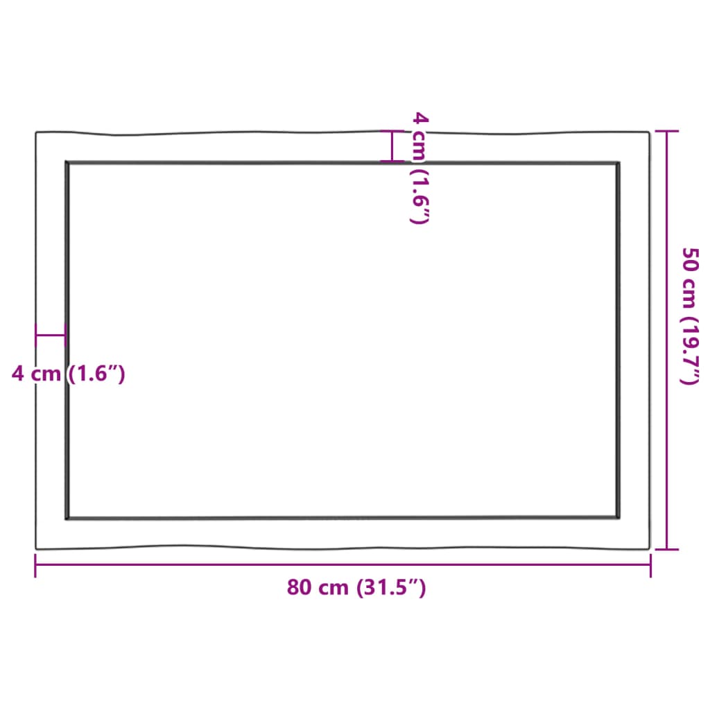 Tablero de mesa madera maciza borde natural 80x50x(2-4) cm