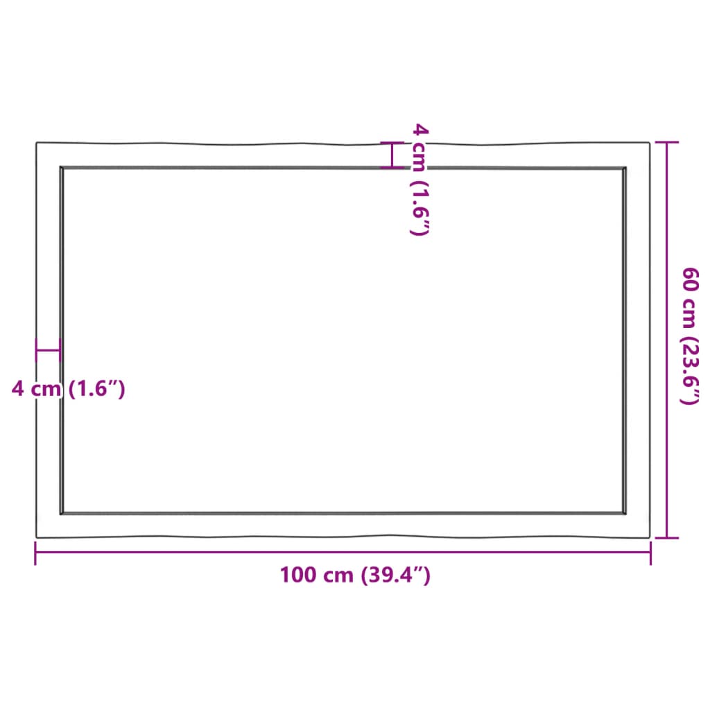 Bord en bois massif bord naturel 100x60x (2-4) cm