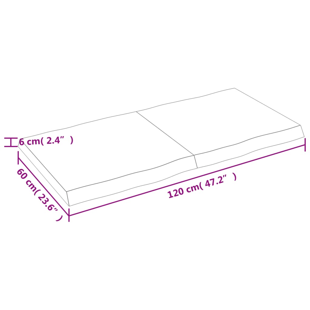 Tablero de mesa madera maciza borde natural 120x60x(2-6) cm vidaXL