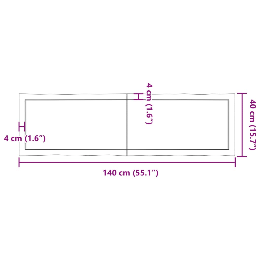 Tablero de mesa madera maciza borde natural 140x40x(2-6) cm vidaXL