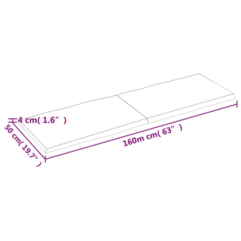 Tablero de mesa madera maciza borde natural 160x50x(2-4) cm vidaXL