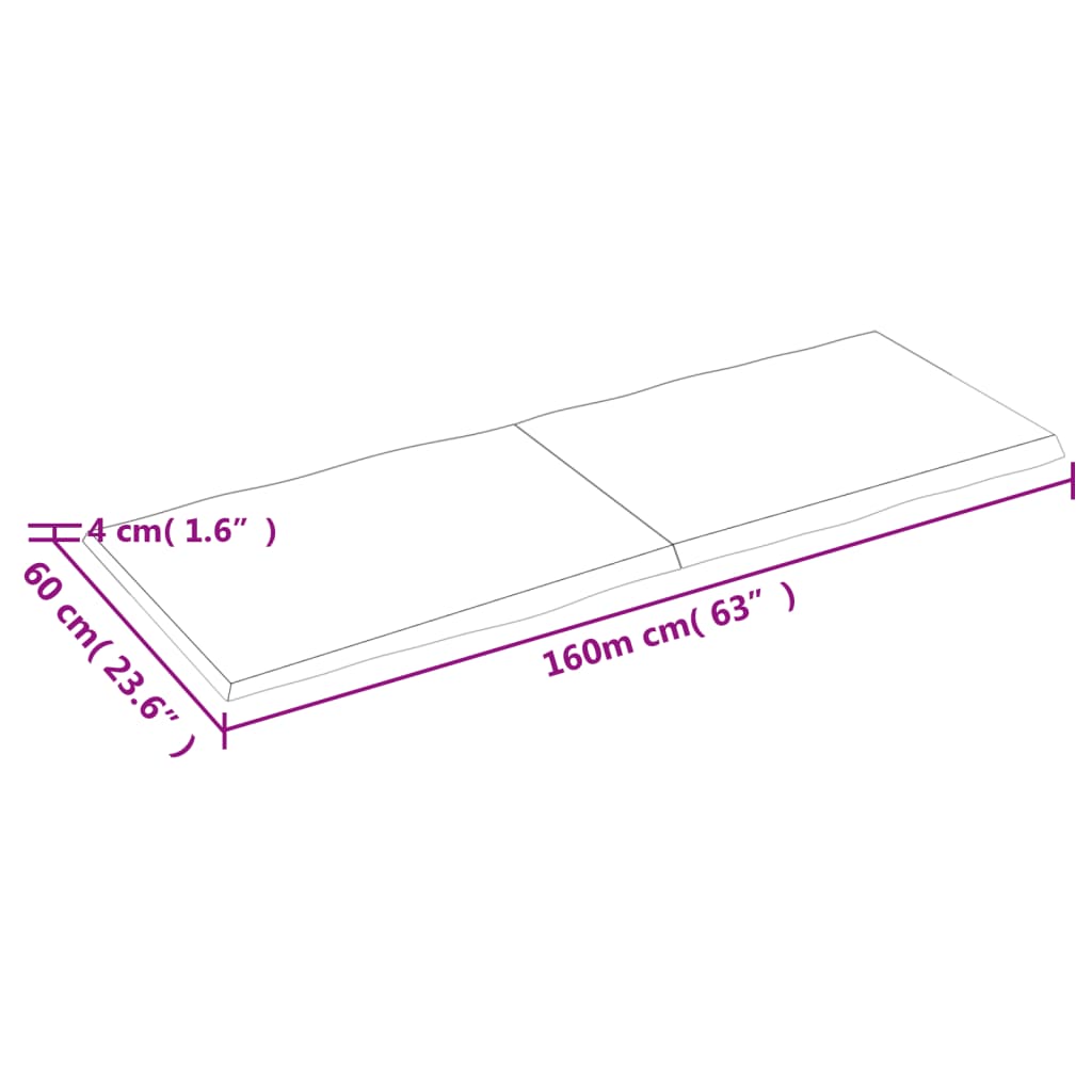 Tablero de mesa madera maciza borde natural 160x60x(2-4) cm vidaXL