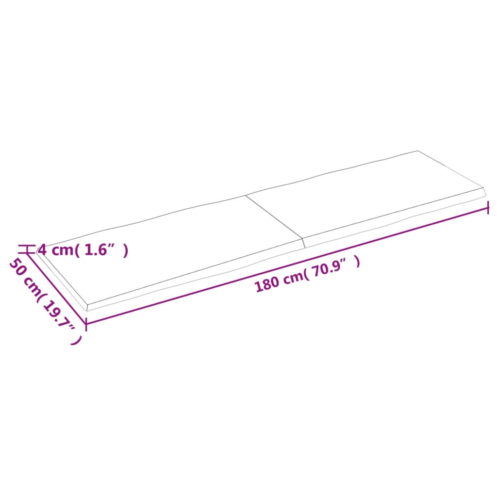 Tablero de mesa madera maciza borde natural 180x50x(2-4) cm vidaXL