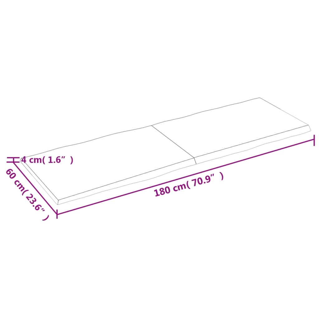 Tablero de mesa madera maciza borde natural 180x60x(2-4) cm vidaXL