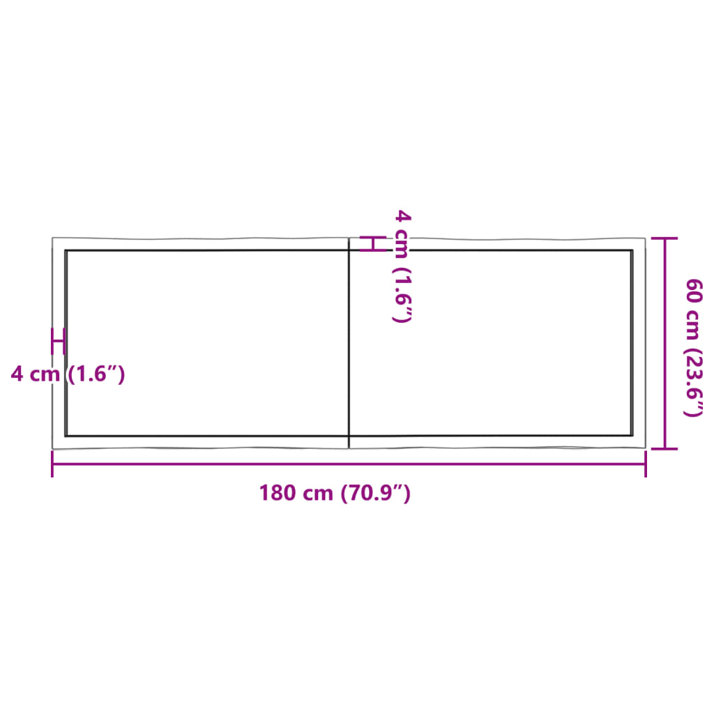 Tablero de mesa madera maciza borde natural 180x60x(2-4) cm vidaXL