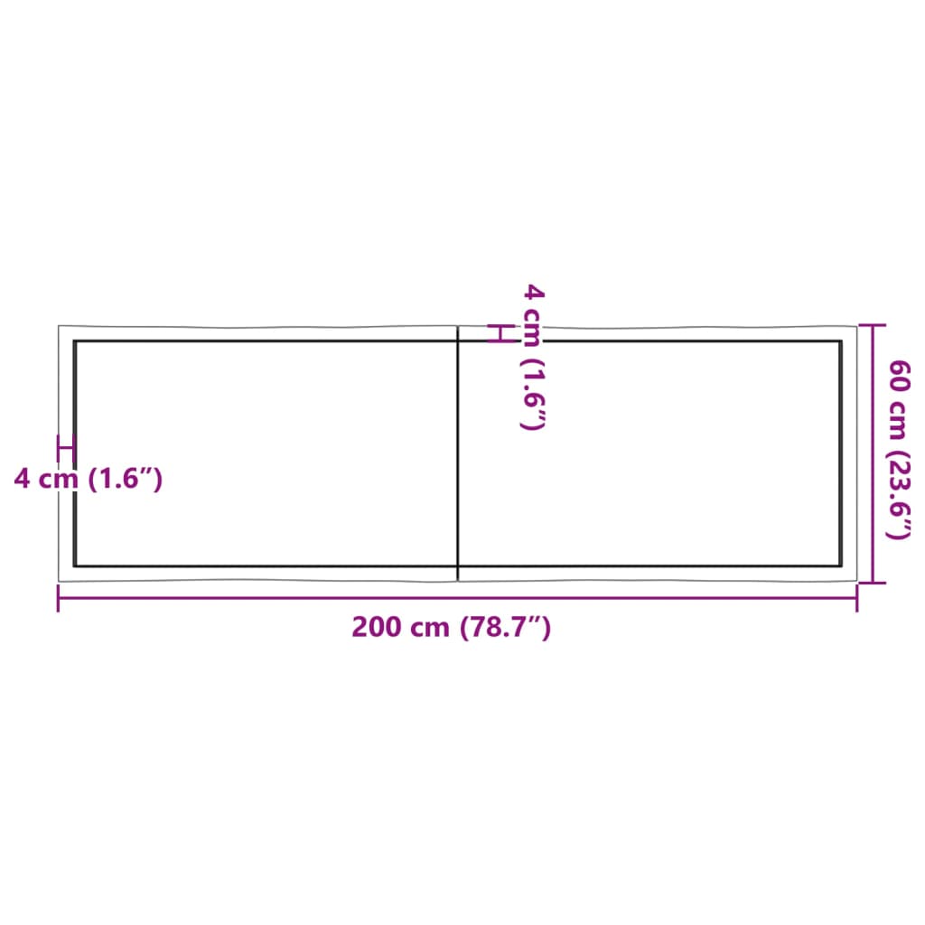 Tablero de mesa madera maciza borde natural 200x60x(2-6) cm - Vetonek