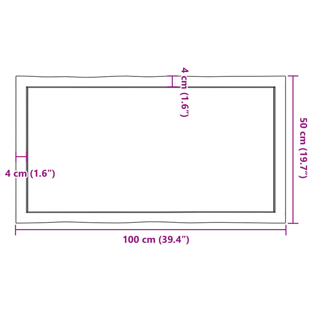 Brown Natural Wood Table Board 100x50x (2-6) cm