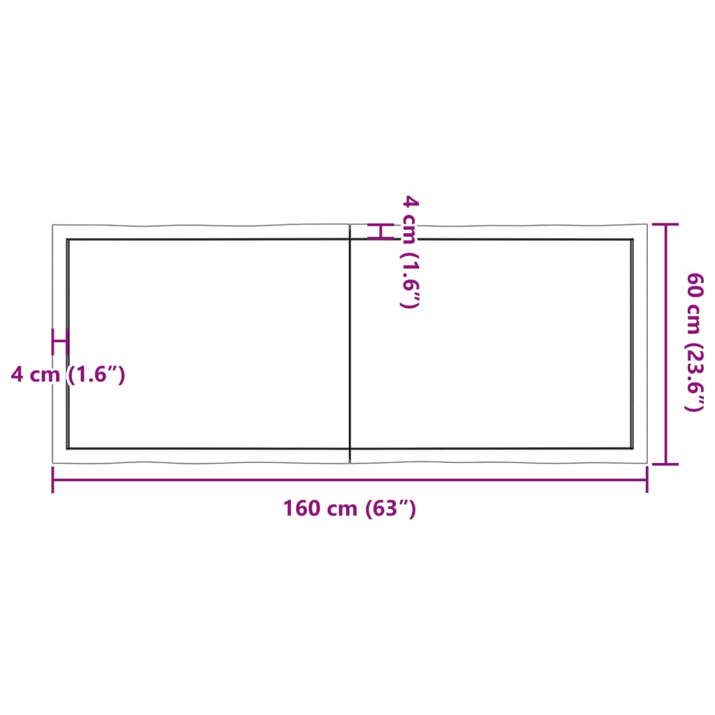 Tablero mesa madera tratada borde natural marrón 160x60x(2-6)cm vidaXL