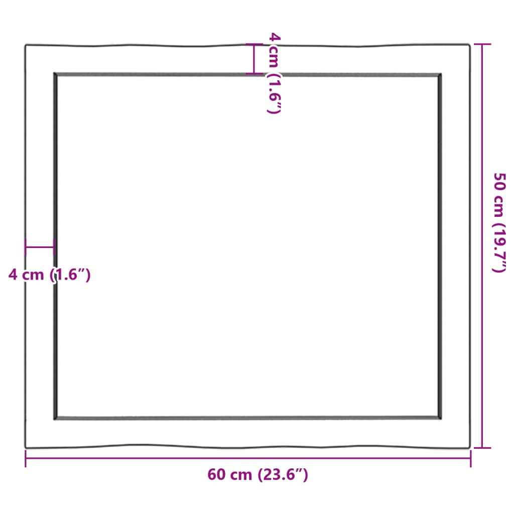 Tablero mesa madera tratada borde vivo marrón 60x50x(2-4) cm vidaXL