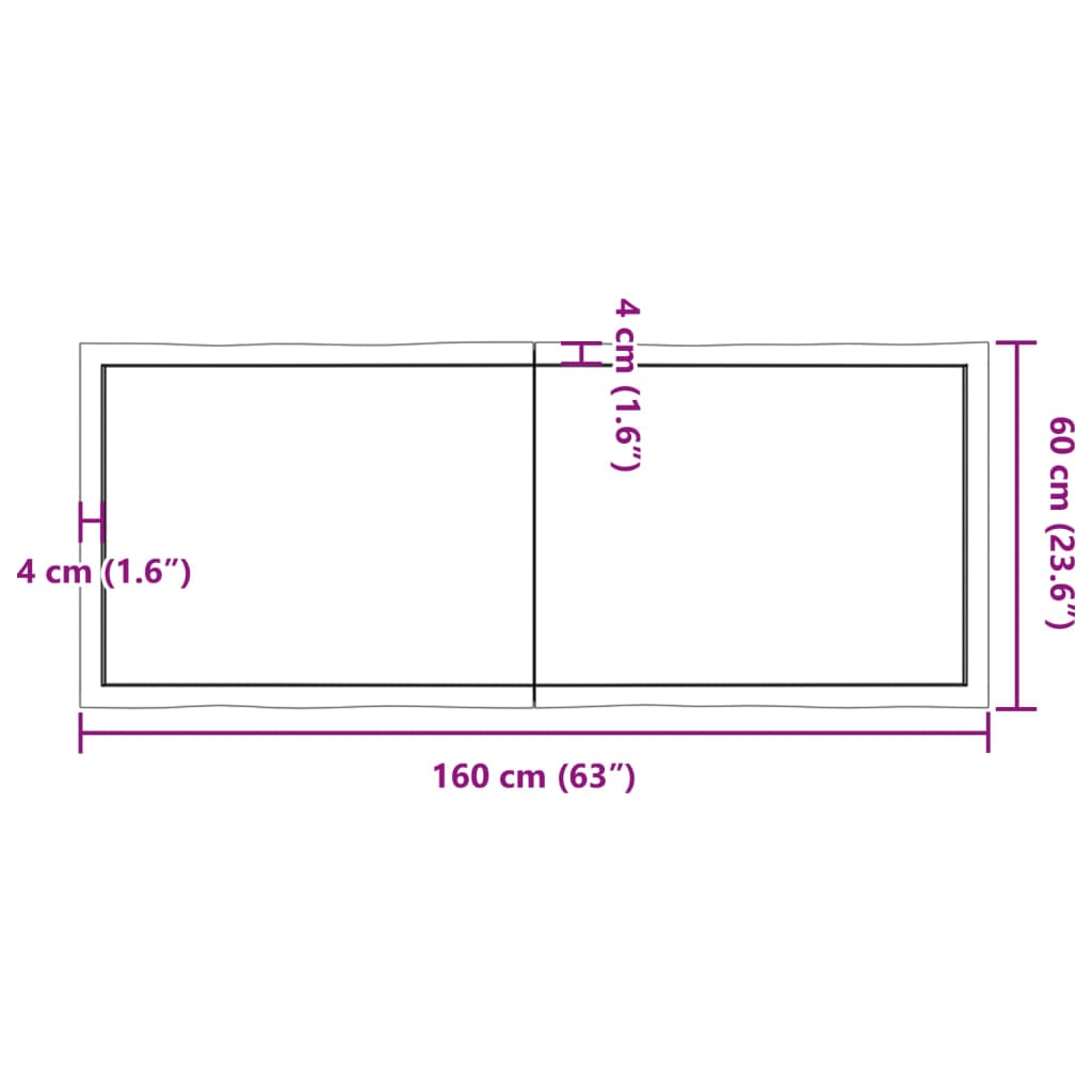 Tablero mesa madera tratada borde vivo marrón 160x60x(2-6) cm