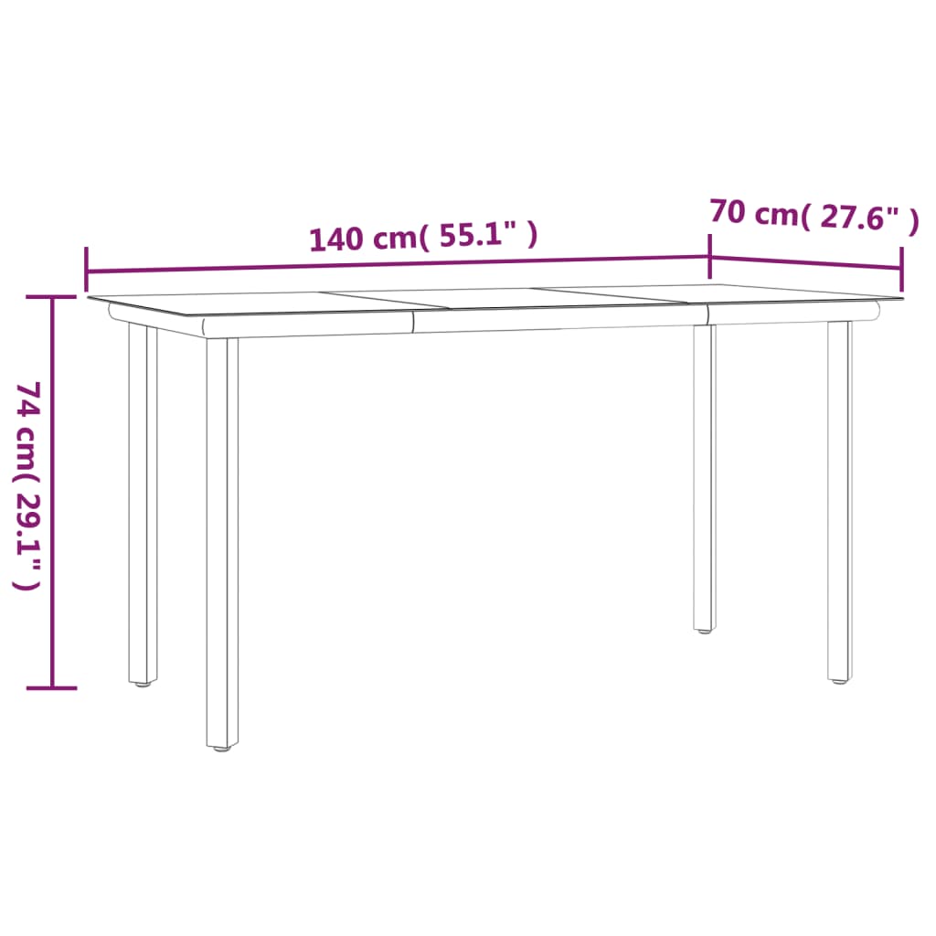 Juego de comedor de jardín 5 piezas ratán sintético negro vidaXL