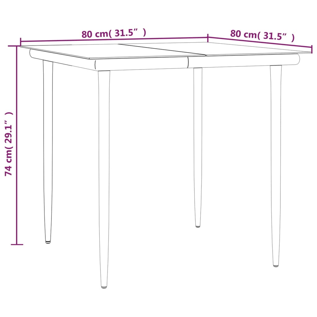 Juego de comedor de jardín 3 piezas ratán sintético negro vidaXL