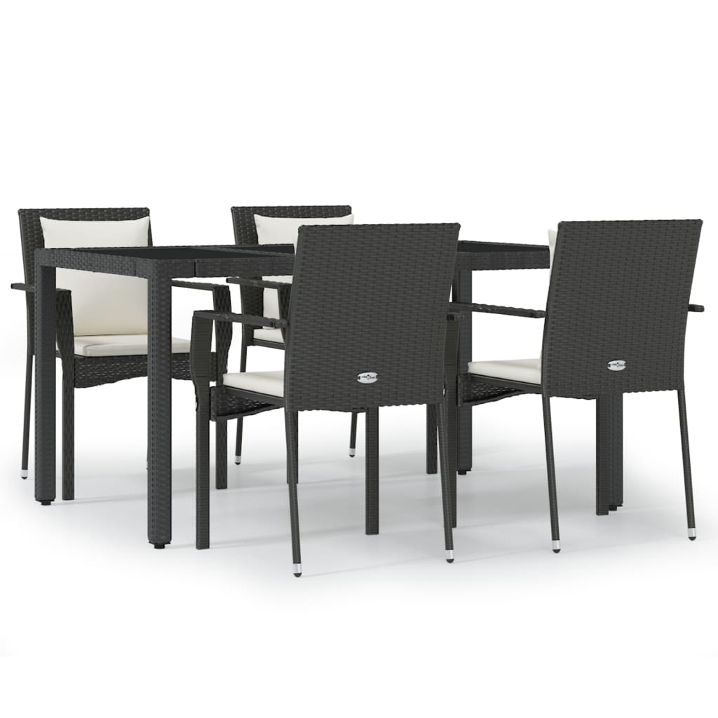 Set de muebles jardín 5 pzas con cojines ratán sintético negro vidaXL