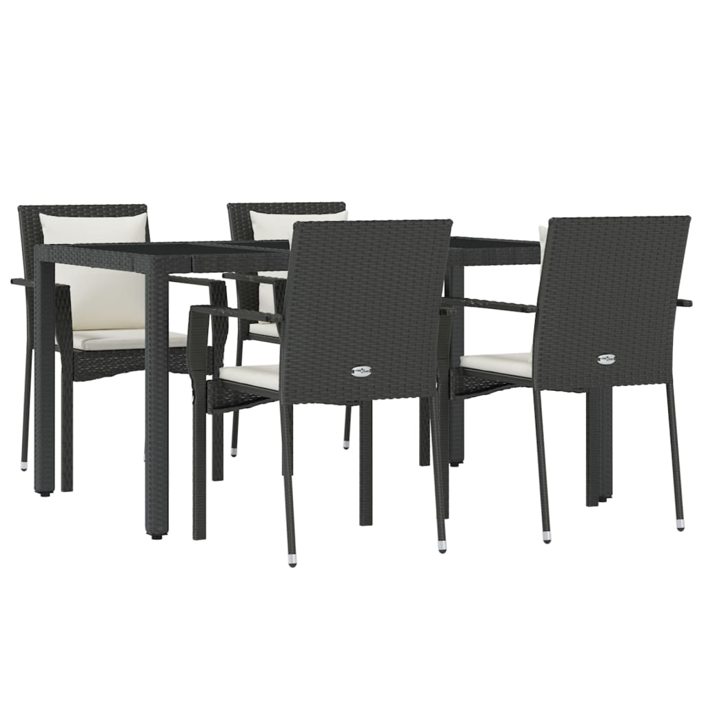 Set de muebles jardín 5 pzas con cojines ratán sintético negro vidaXL