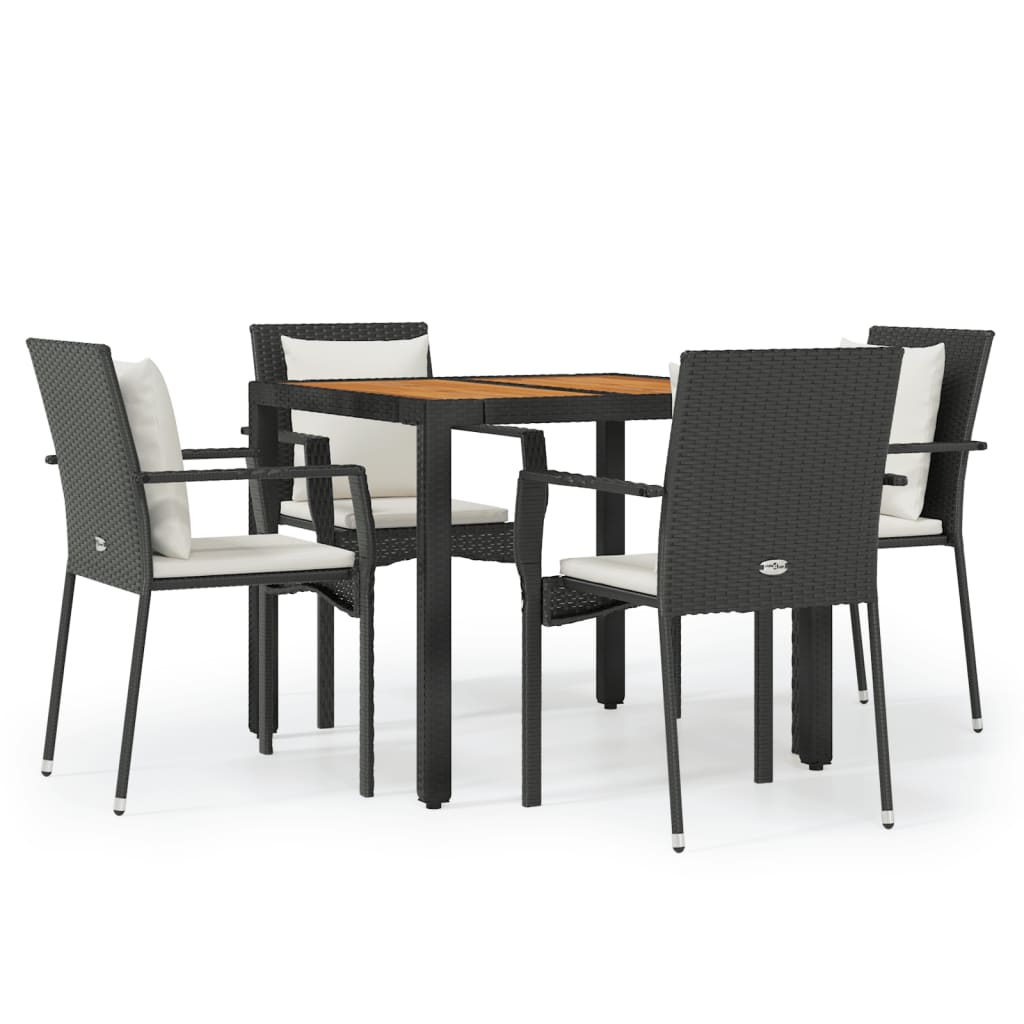 Set de muebles jardín 5 pzas con cojines ratán sintético negro vidaXL