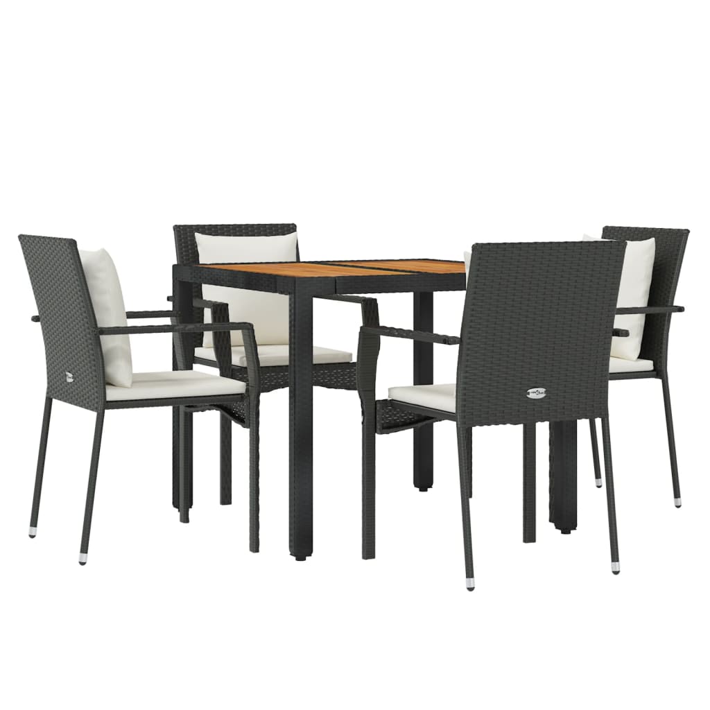 Set de muebles jardín 5 pzas con cojines ratán sintético negro vidaXL