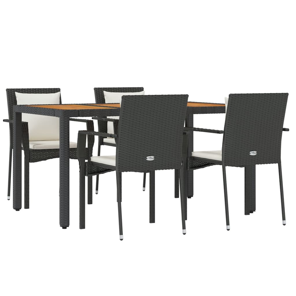 Set de muebles jardín 5 pzas con cojines ratán sintético negro - Vetonek