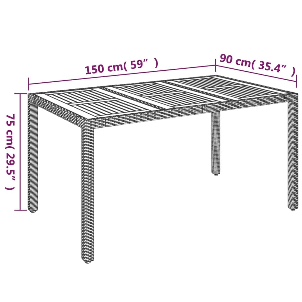 Set de comedor de jardín 7 pzas y cojines ratán sintético negro