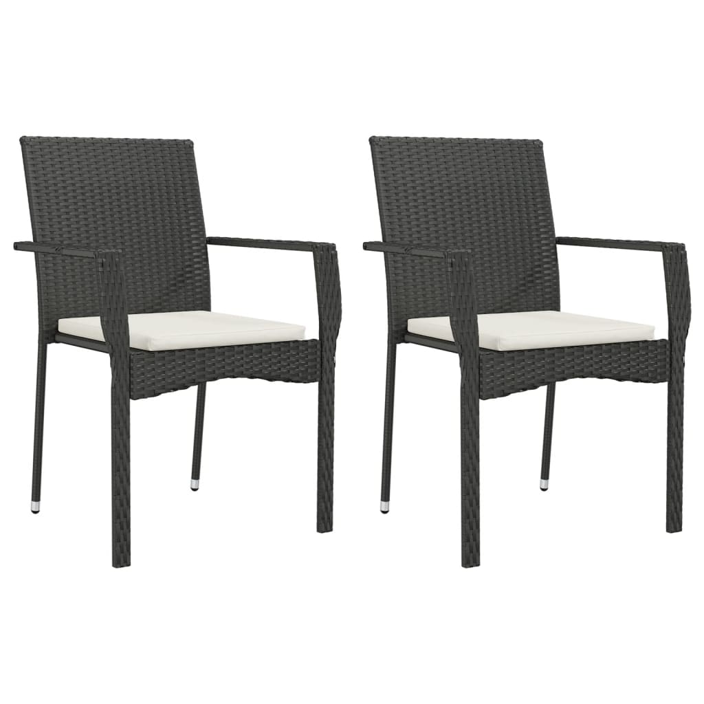 Set comedor de jardín 3 pzas con cojines ratán sintético negro vidaXL