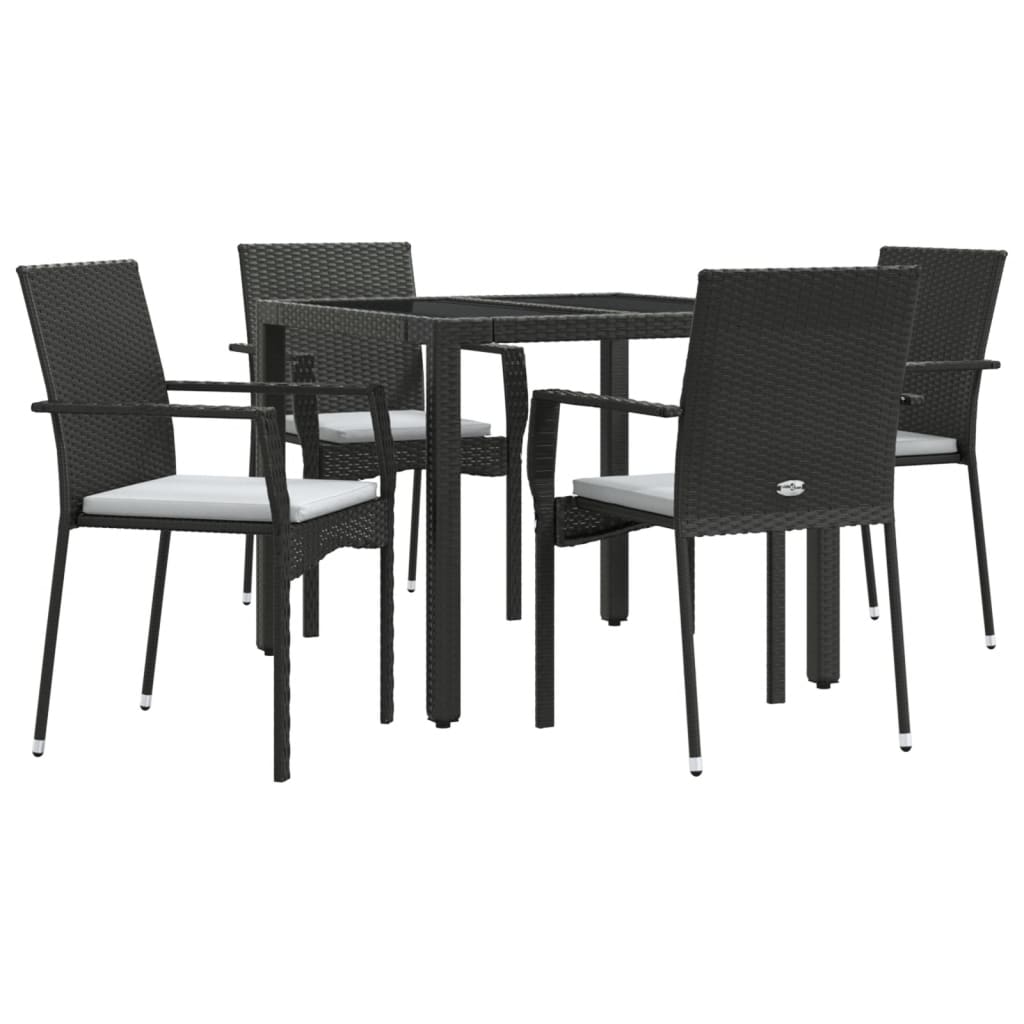 Set de muebles jardín 5 pzas con cojines ratán sintético negro - Vetonek