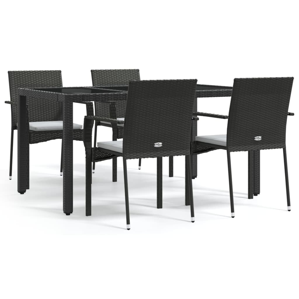 Set de muebles jardín 5 pzas con cojines ratán sintético negro - Vetonek