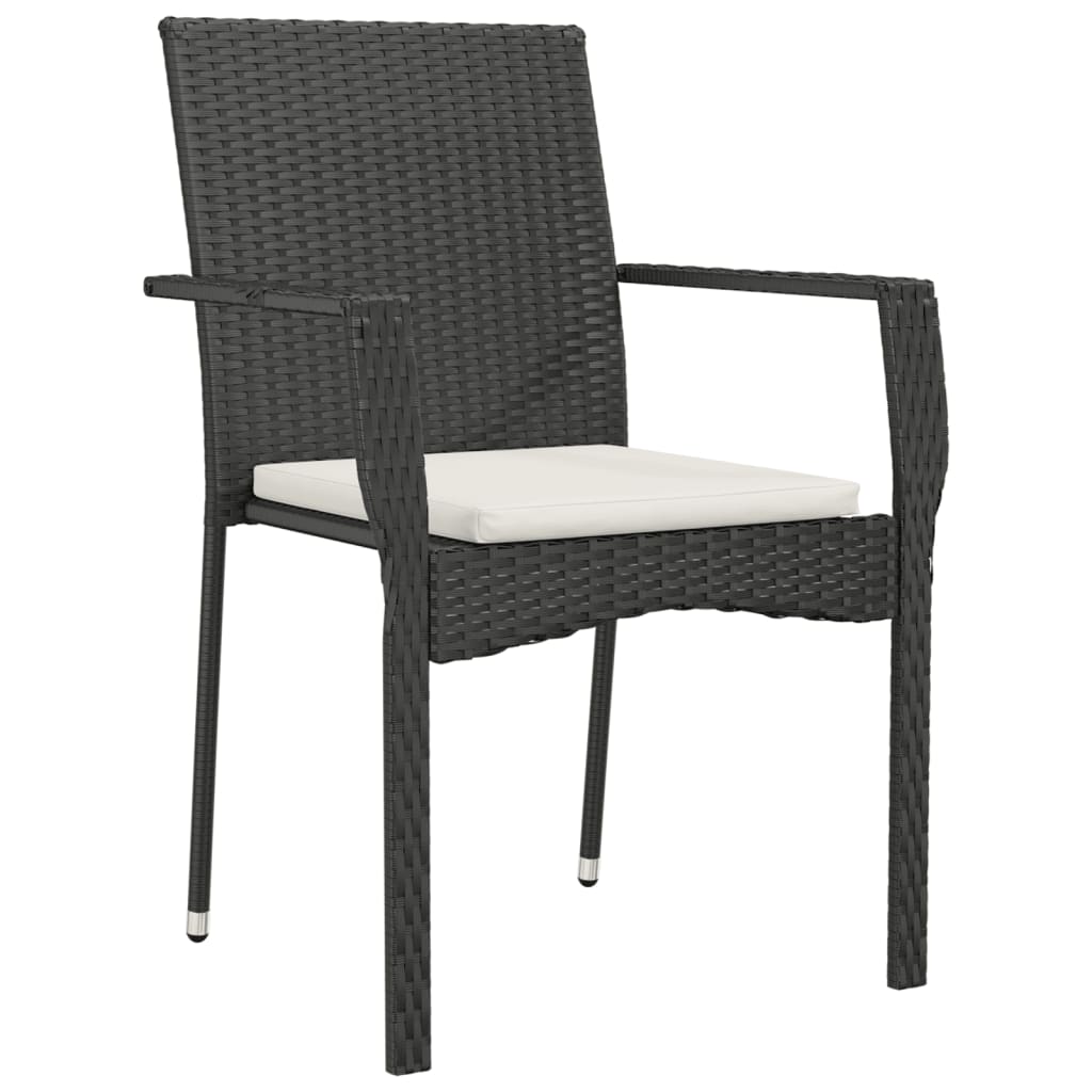 Set de muebles jardín 5 pzas con cojines ratán sintético negro - Vetonek