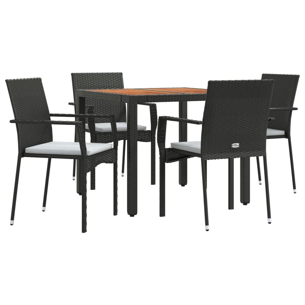 Set de muebles jardín 5 pzas con cojines ratán sintético negro - Vetonek