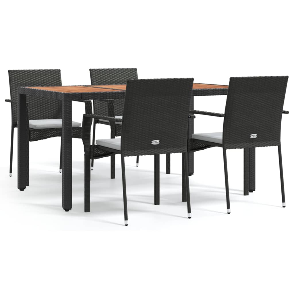 Set de muebles jardín 5 pzas con cojines ratán sintético negro vidaXL