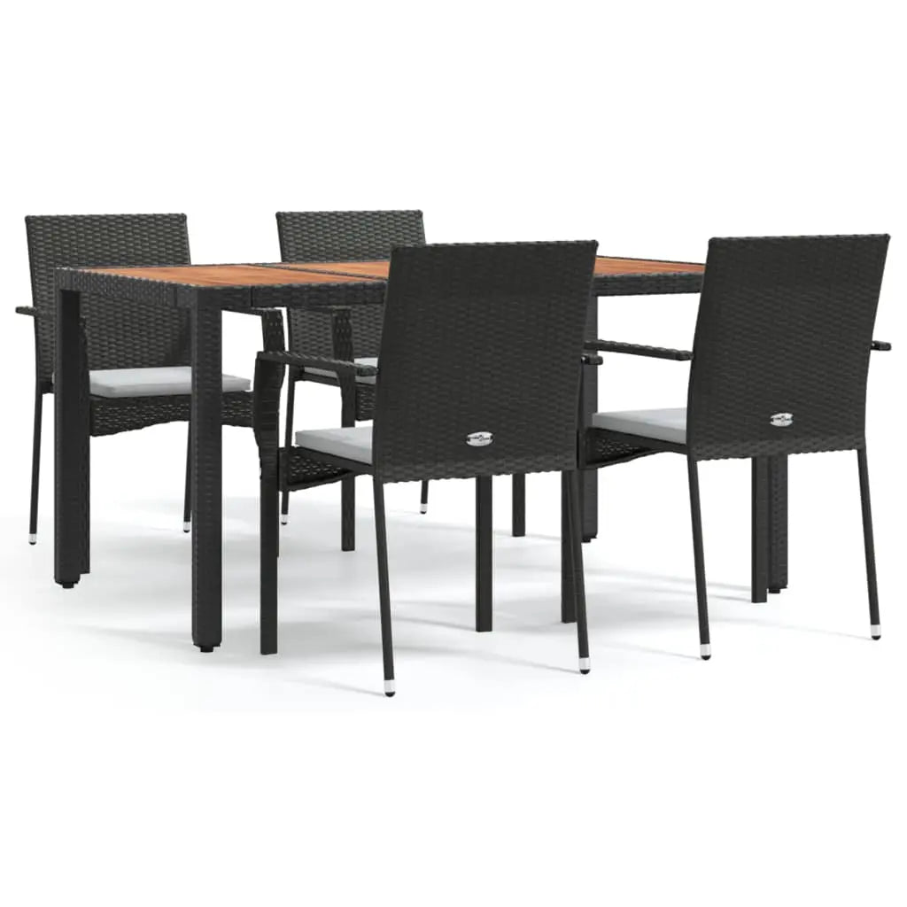 Set de muebles jardín 5 pzas con cojines ratán sintético negro - Vetonek