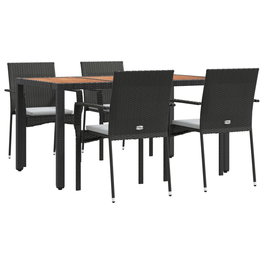 Set de muebles jardín 5 pzas con cojines ratán sintético negro vidaXL