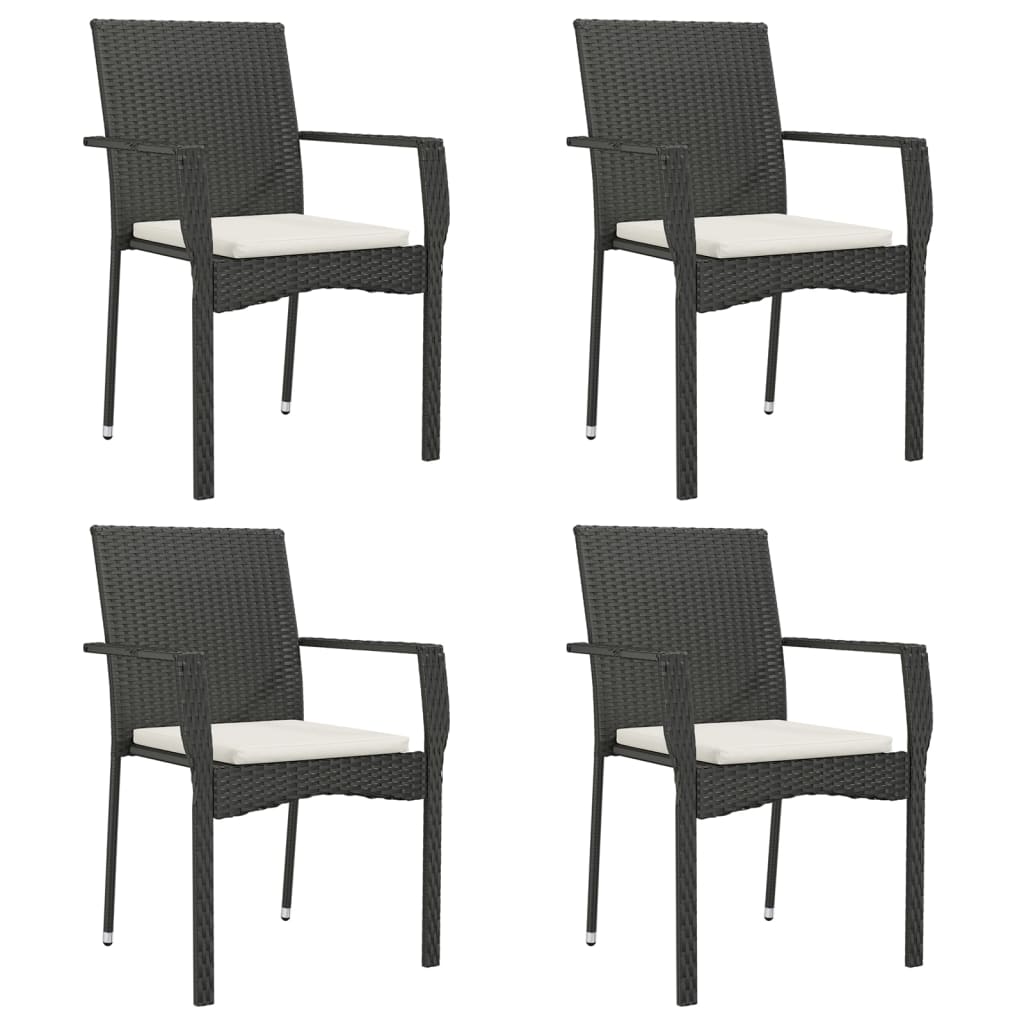 Set de muebles jardín 5 pzas con cojines ratán sintético negro vidaXL