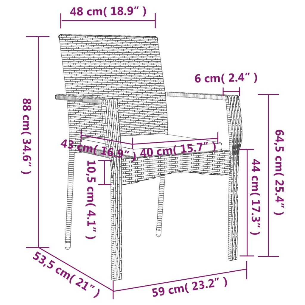 Set comedor de jardín 5 piezas con cojines ratán sintético gris vidaXL