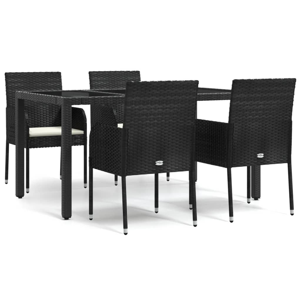 Set de muebles jardín 5 pzas con cojines ratán sintético negro vidaXL