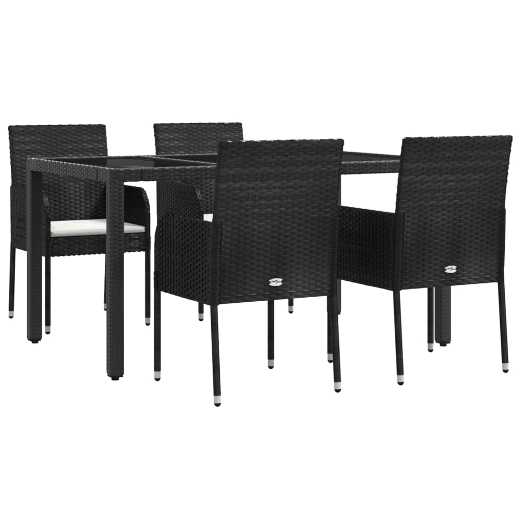 Set de muebles jardín 5 pzas con cojines ratán sintético negro vidaXL