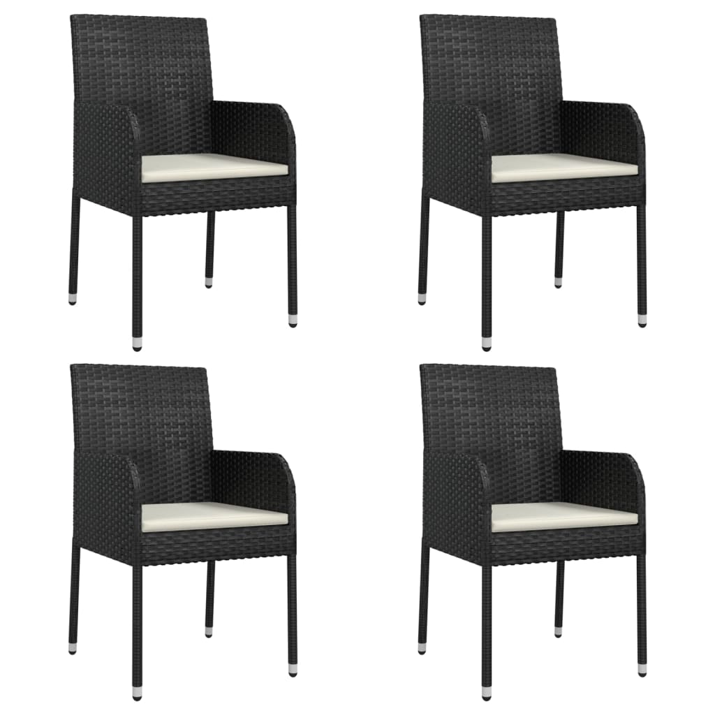 Set de muebles jardín 5 pzas con cojines ratán sintético negro vidaXL