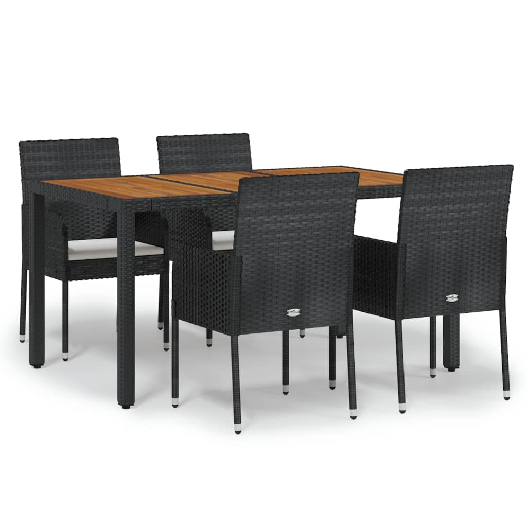 Set de muebles jardín 5 pzas con cojines ratán sintético negro - Vetonek