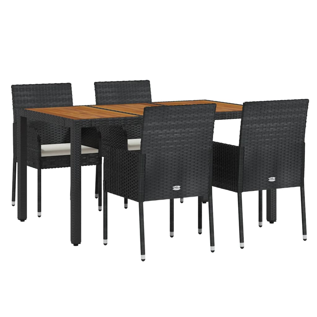 Set de muebles jardín 5 pzas con cojines ratán sintético negro - Vetonek