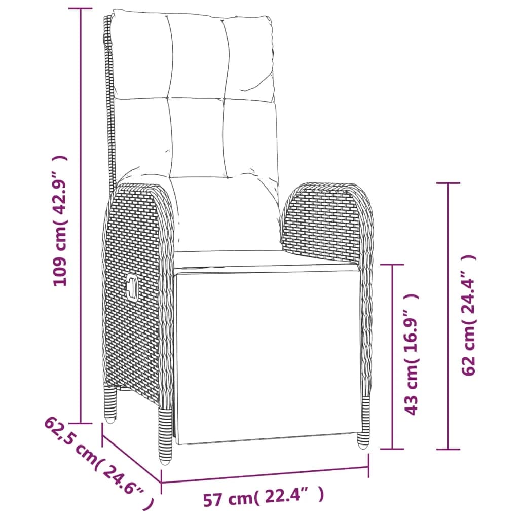 Set comedor jardín 9 pzas y cojines ratán sintético gris vidaXL