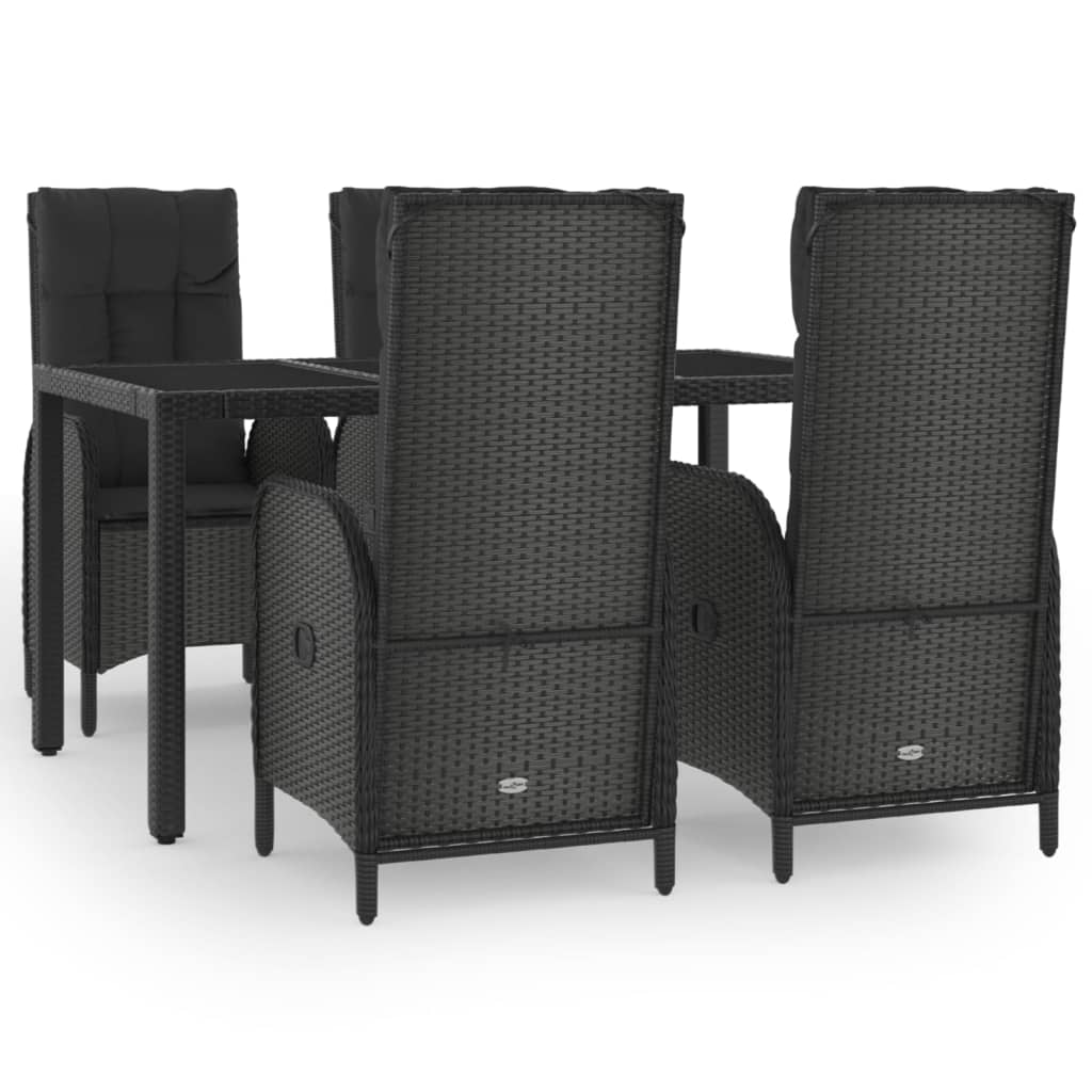 Set de muebles jardín 5 pzas con cojines ratán sintético negro vidaXL