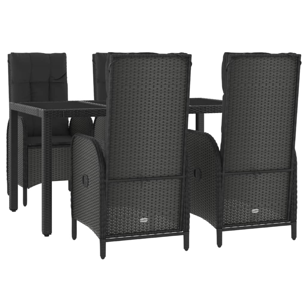 Set de muebles jardín 5 pzas con cojines ratán sintético negro vidaXL