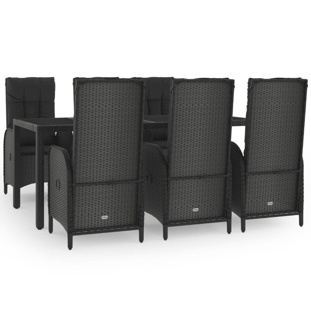 Set comedor jardín 7 pzas y cojines ratán sintético negro gris vidaXL